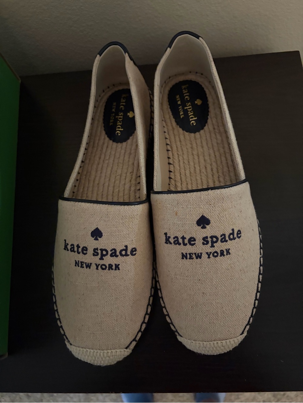 kate spade Beige and Navy slip ons